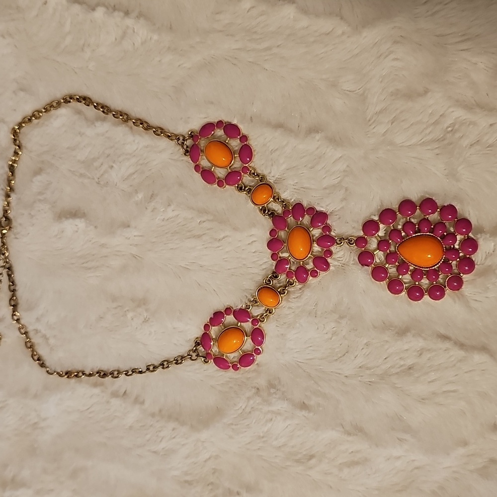 Vibrant Statement Pink and Orange Necklace